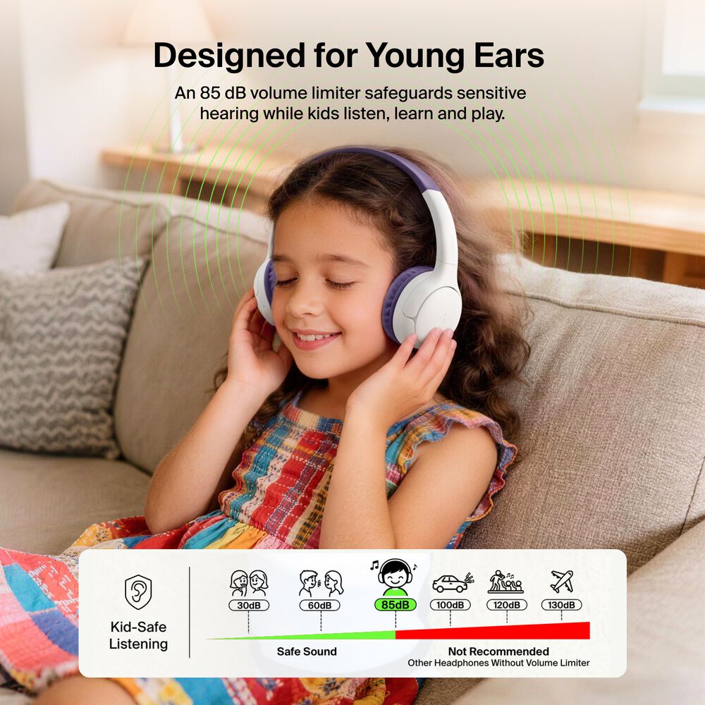 Wireless On-Ear Headphones for Kids , Purple, hi-res