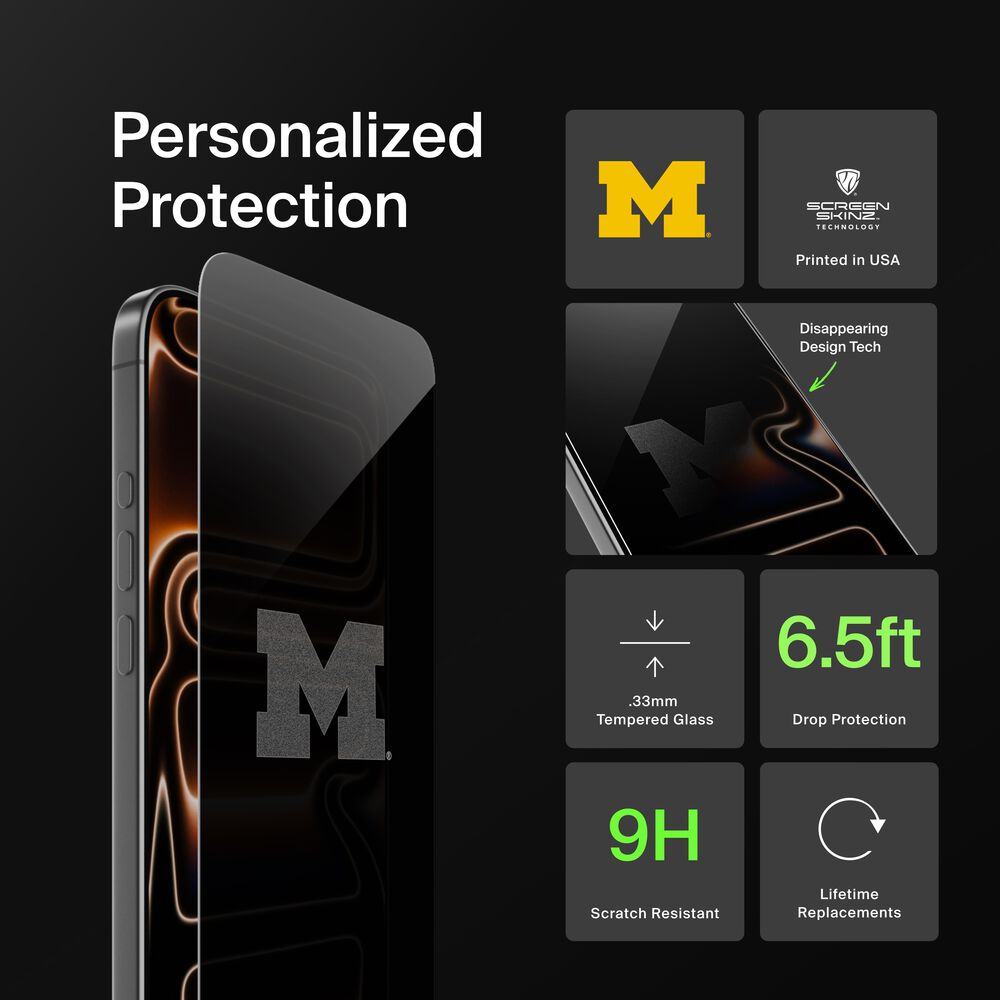 Michigan Wolverines Custom Glass Screen Protector, , hi-res