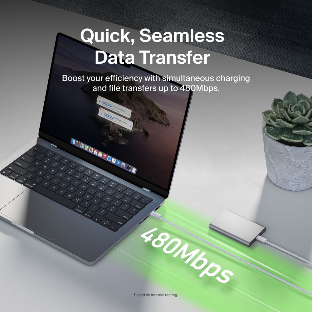 USB-C to USB-C 케이블 60W, 하얀색, hi-res