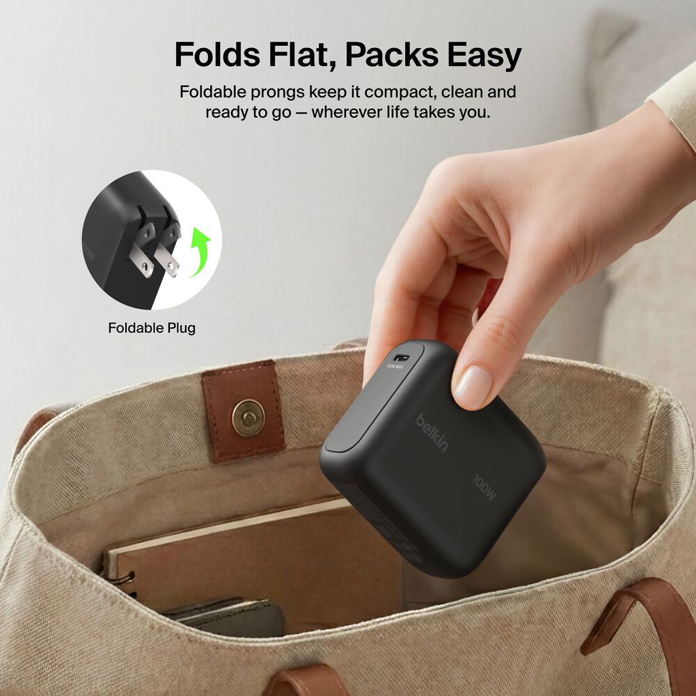 USB-C GaN Wall Charger 100W + USB-C Cable, , hi-res