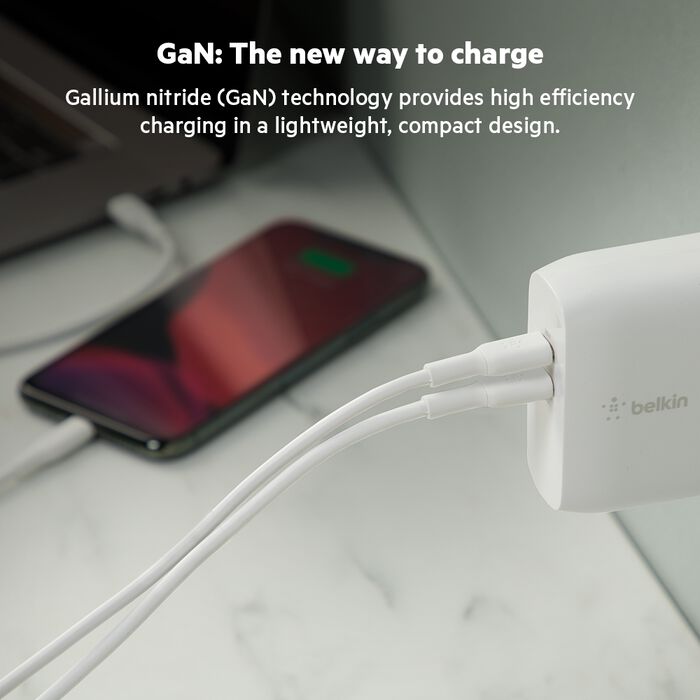Dual USB-C PD GaN Wall Charger - 68W | Belkin US