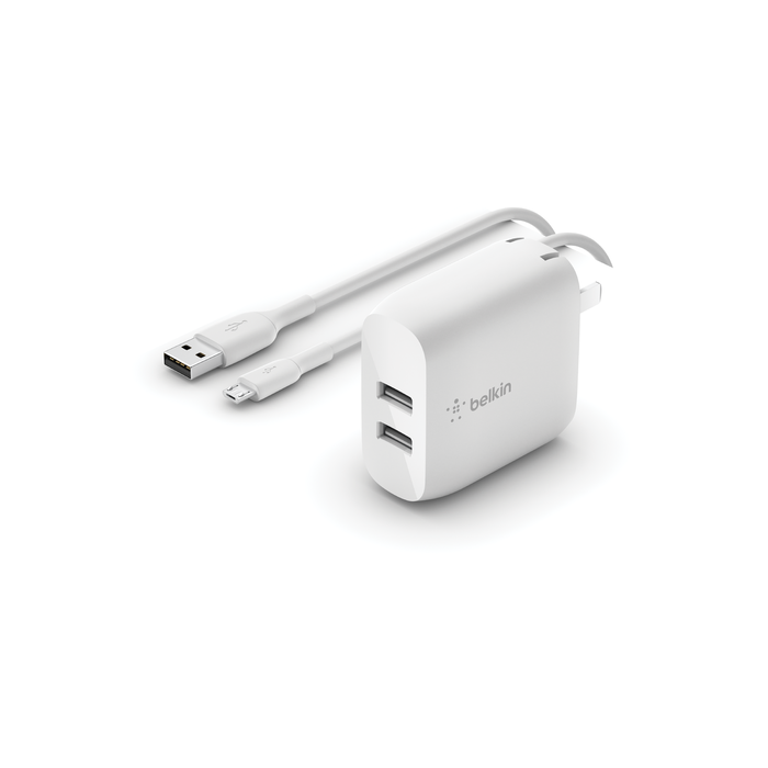 USB-A-Netzladegerät mit zwei Anschlüssen (24 W) und USB-A/Micro-USB-Kabel, , hi-res