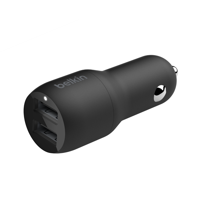 Dual USB-A Car Charger 24W + USB-A to Micro-USB Cable, Negro, hi-res