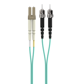 Fiber Optic Cable; 10GB Aqua Multimode LC/ST Duplex, 50/125 OM3, Aqua, hi-res