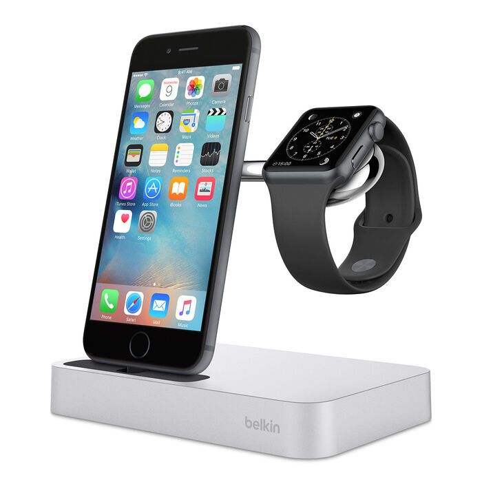 Valet™ Apple Watch + iPhone 支架式充电底座, 银色, hi-res
