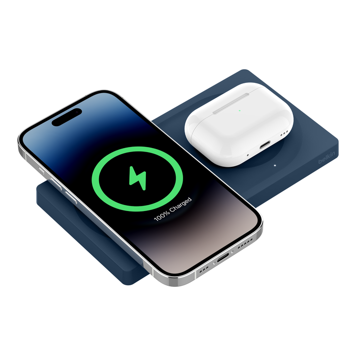2-in-1 Wireless Charging Pad with Official MagSafe Charging 15W, Blue, hi-res
