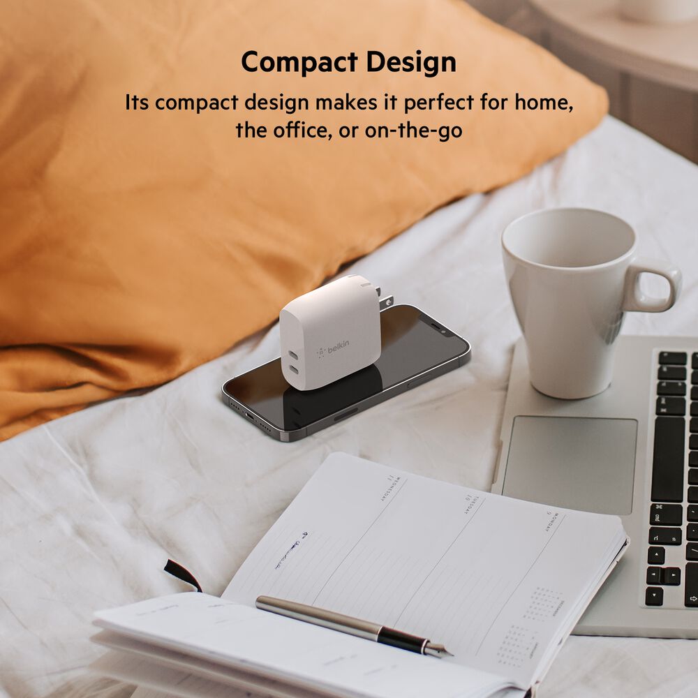 Dual USB-C PD Wall Charger 40W, White, hi-res