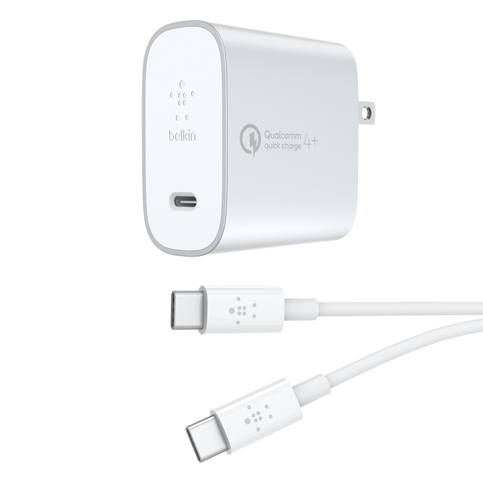 USB-C 家用充電器 + 線纜附 Quick Charge™ 4+, 银白, hi-res