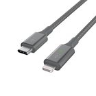 USB-C/Lightning-kabel met slimme led, Grijs, hi-res