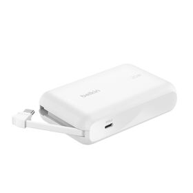 Power Bank 10K with Integrated Cable, White, hi-res