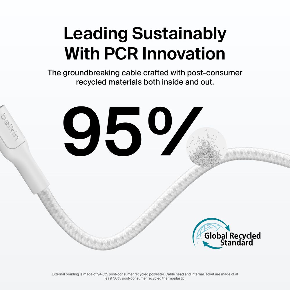 USB-C to USB-C Braided Cable 240W, 3.3ft/1m, White, White, hi-res