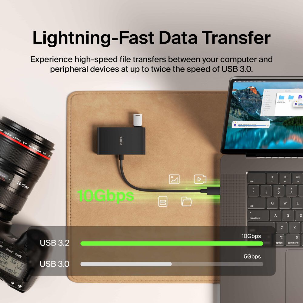 USB-C to 4-Port USB-C Hub, , hi-res