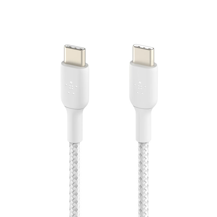 Braided USB-C to USB-C Cable 60W, White, hi-res