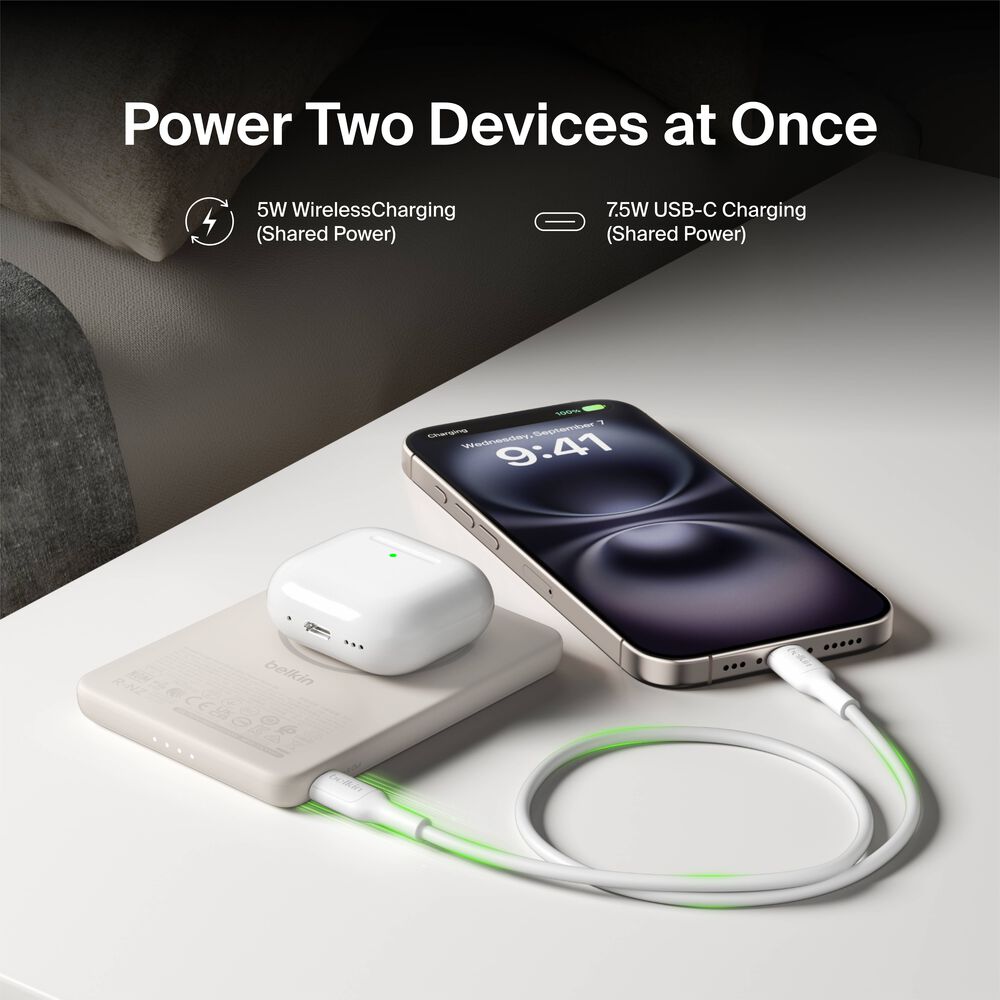 Slim Magnetic Power Bank 5K, Sand, hi-res