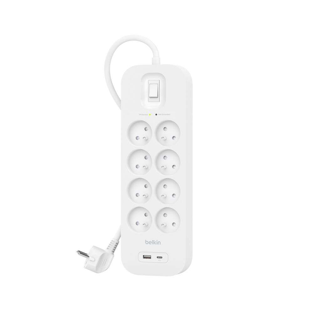 Tour Multiprise 6 Prises, 3M câble rétractable Ajustable, 4 USB