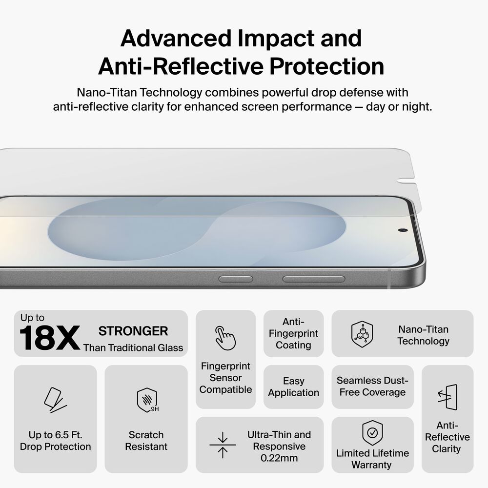 Titan SmartShield Anti-Reflective Screen Protector for Samsung Galaxy S26, , hi-res