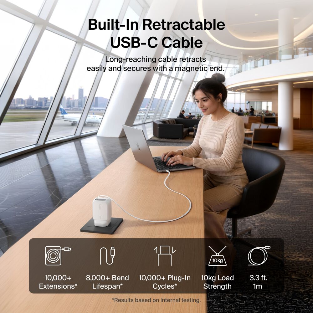 Retractable GaN Wall Charger 67W, , hi-res