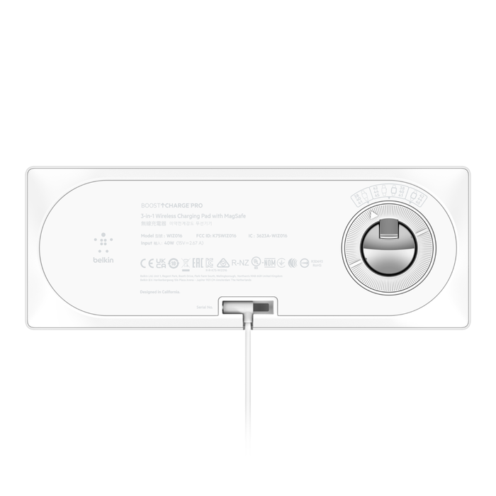 3-in-1 Wireless Charging Pad with Official MagSafe Charging 15W, White, hi-res