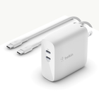 Dual USB-C GaN Wall Charger 68W + USB-C Cable, White, hi-res