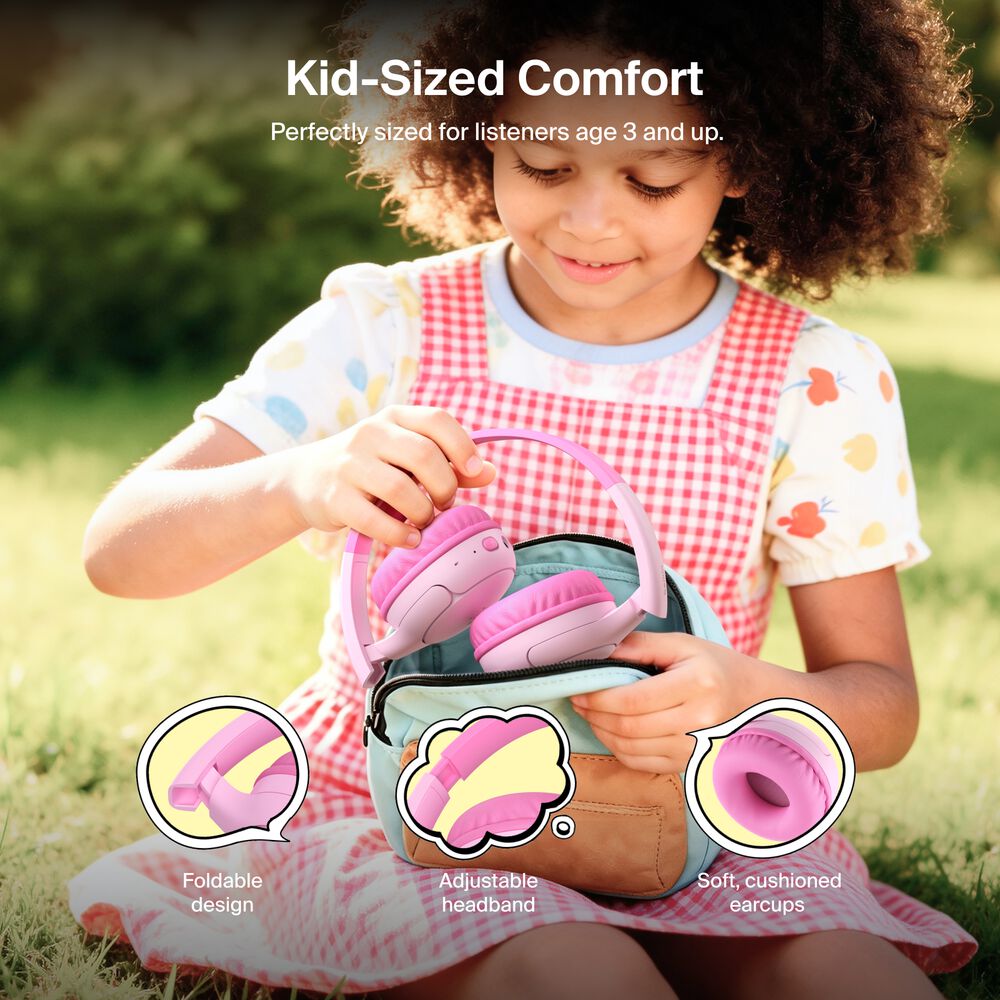 Wireless On-Ear Headphones for Kids , Pink, hi-res