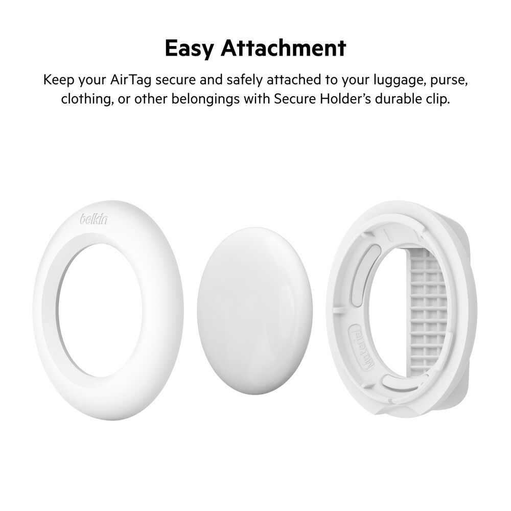 Secure Holder with Clip for AirTag, White, hi-res