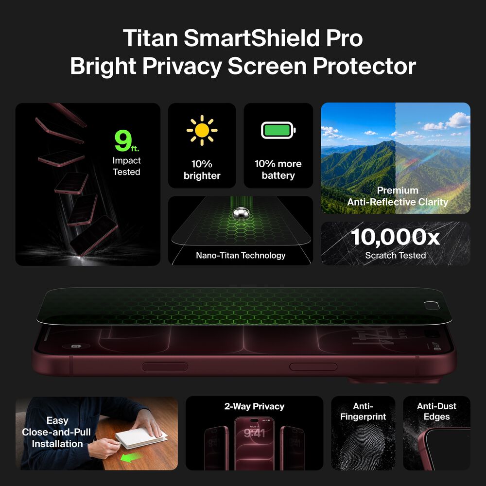 Bright Privacy Screen Protector for iPhone 18 Pro, , hi-res