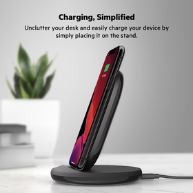 15W Wireless Charging Stand + QC 3.0 24W Wall Charger, Black, hi-res