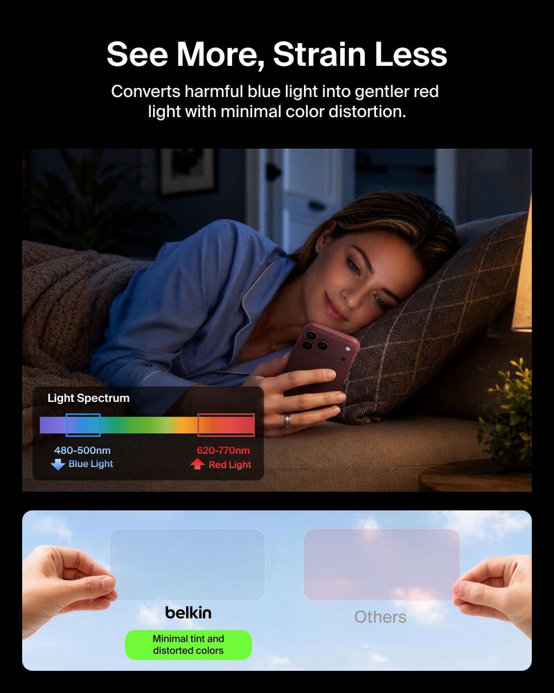 Blue-to-Red Screen Protector for iPhone 18 Pro Max / iPhone 17 Pro Max, , hi-res