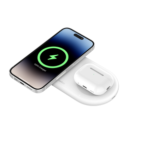 Qi2 15W 2合1磁吸無線充電板, 白色的, hi-res