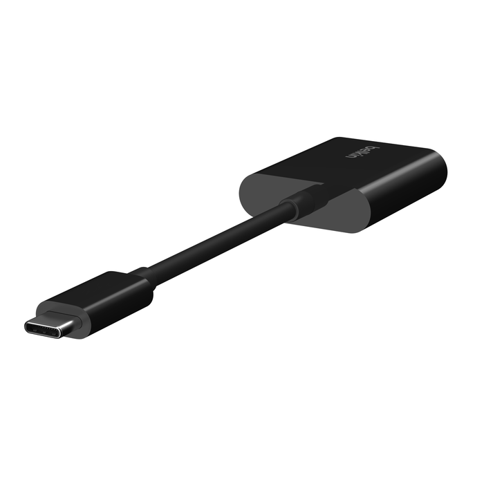 Adaptateur USB-C vers Dual USB-C Femelle Charge Rapide 60W + Audio, Belkin  - Noir - Français