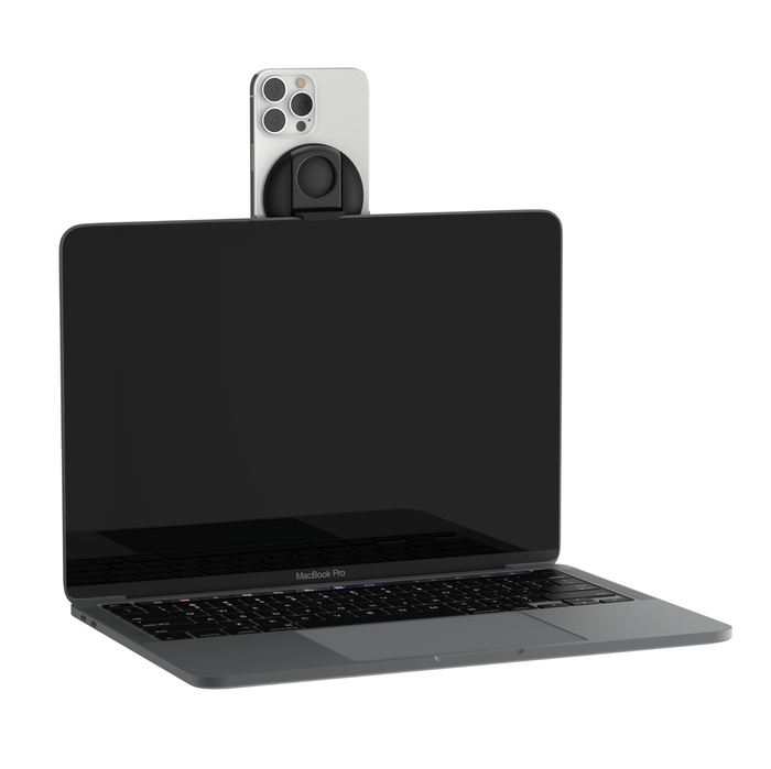 iPhone-houder met MagSafe voor Mac-laptops, Zwart, hi-res