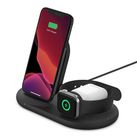 3-in-1 Wireless Charging Charger 7.5W (Certified Refurbished), Black, hi-res