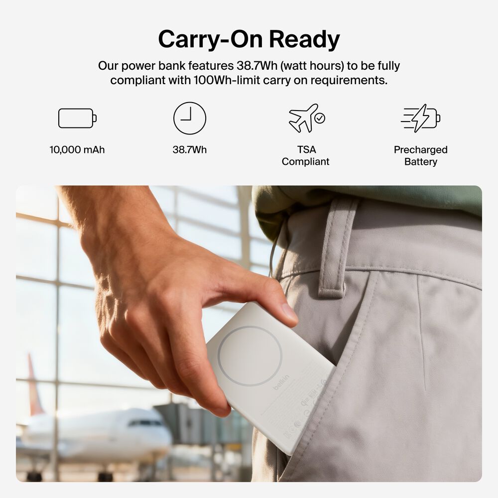 Slim Magnetic Power Bank 10K with Qi2, Sand, hi-res