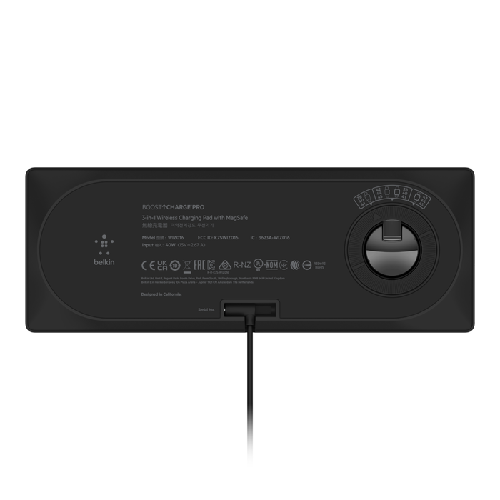 Cargador inalámbrico 3 en 1 de 15 W con tecnología MagSafe oficial, Negro, hi-res