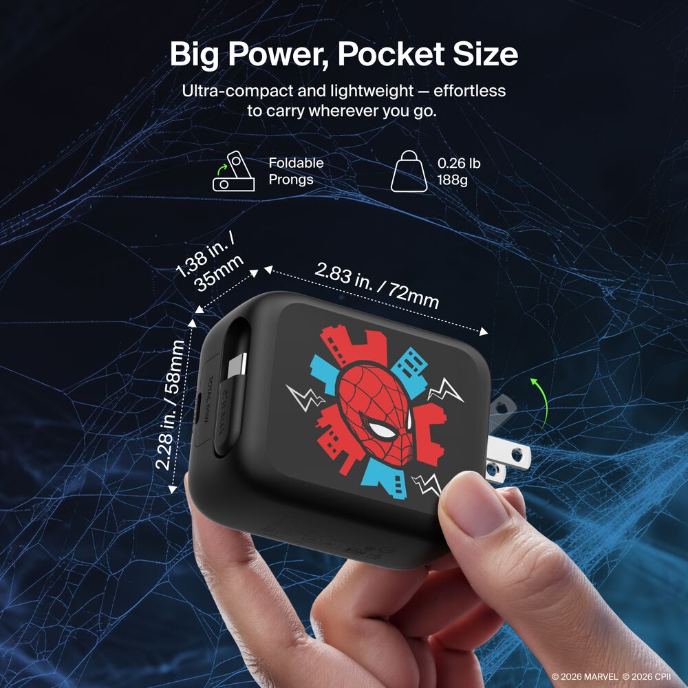 Retractable GaN Wall Charger 67W, , hi-res