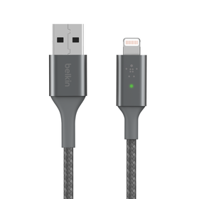 Smart LED Lightning to USB-A Cable, Gray, hi-res