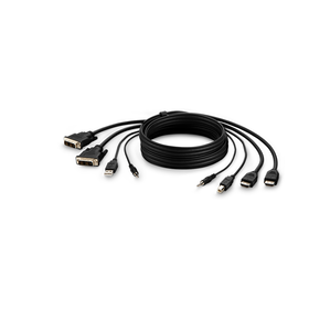 Dual DVI to HDMI High Retention + USB A/B + Audio Passive Combo KVM Cable