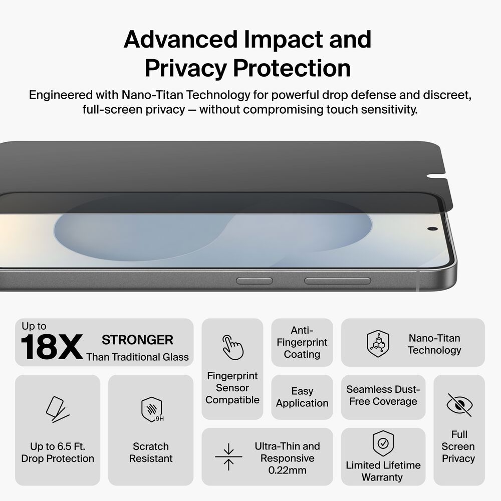 Titan SmartShield Privacy Filter Screen Protector for Samsung Galaxy S26+, , hi-res