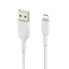 Câble à gaine tressée Lightning vers USB-A BOOST↑CHARGE™ (15 cm, blanc), Blanc, hi-res