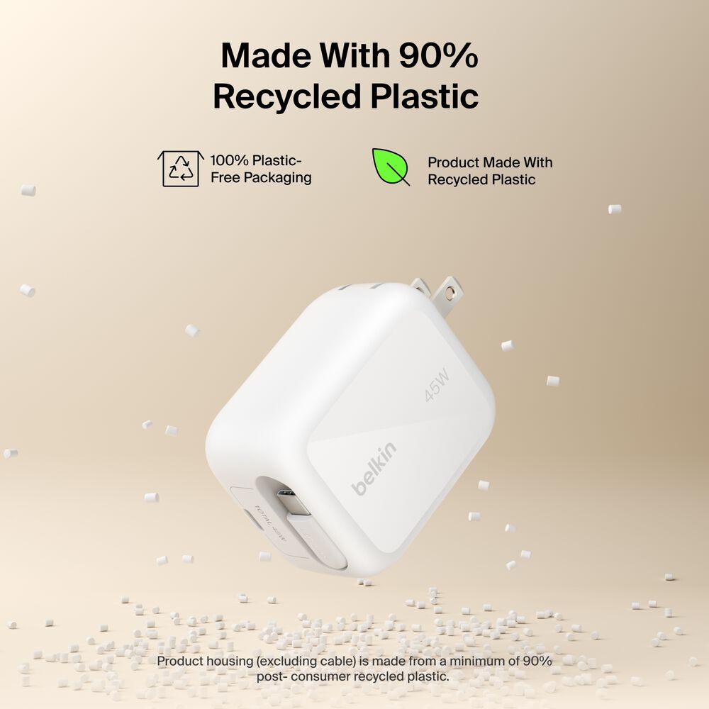 Retractable GaN Wall Charger 45W, , hi-res