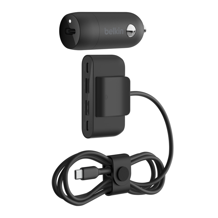 30W USB-C Car Charger + 4-port USB power extender, , hi-res