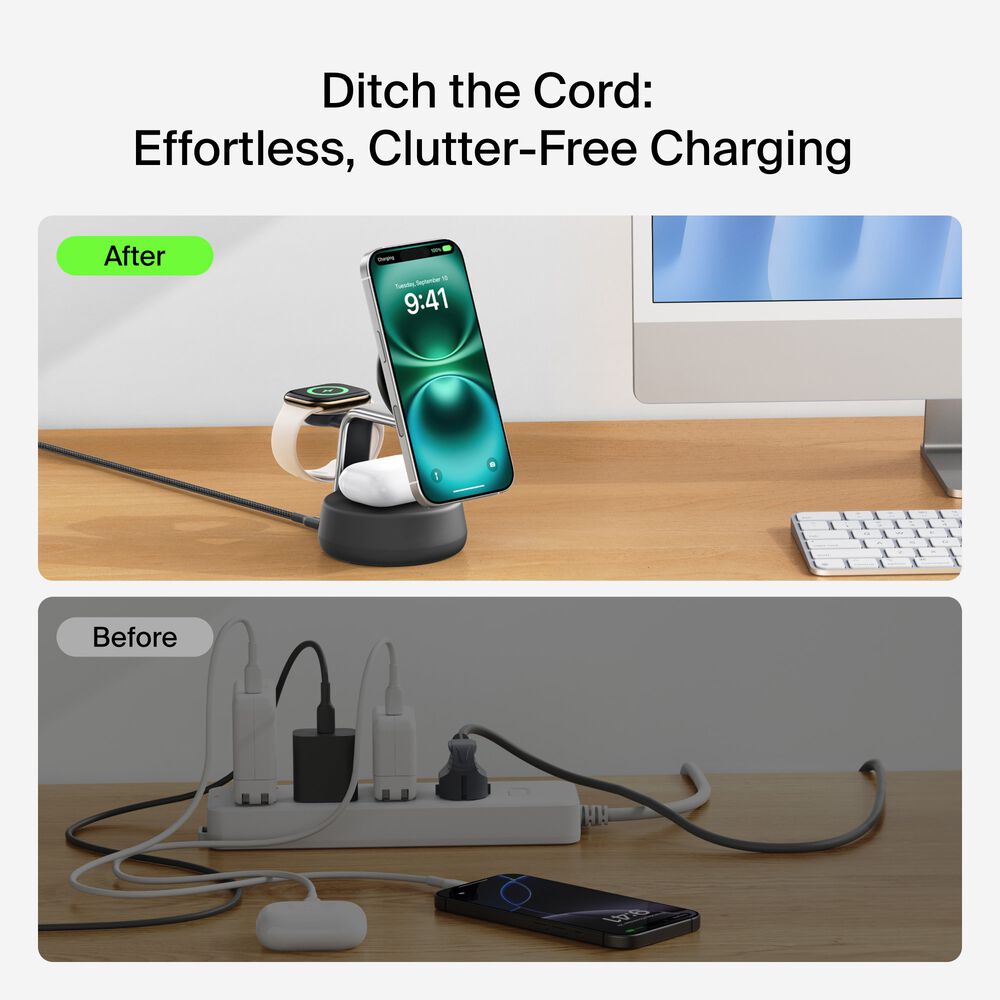 3-in-1 Magnetic Charging Dock with Qi2 25W, Charcoal, hi-res