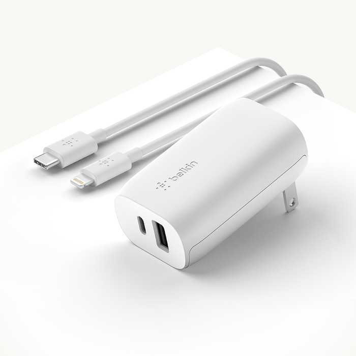 USB-C PD + USB-A Wall Charger 32W  + USB-C to Lightning Cable, , hi-res