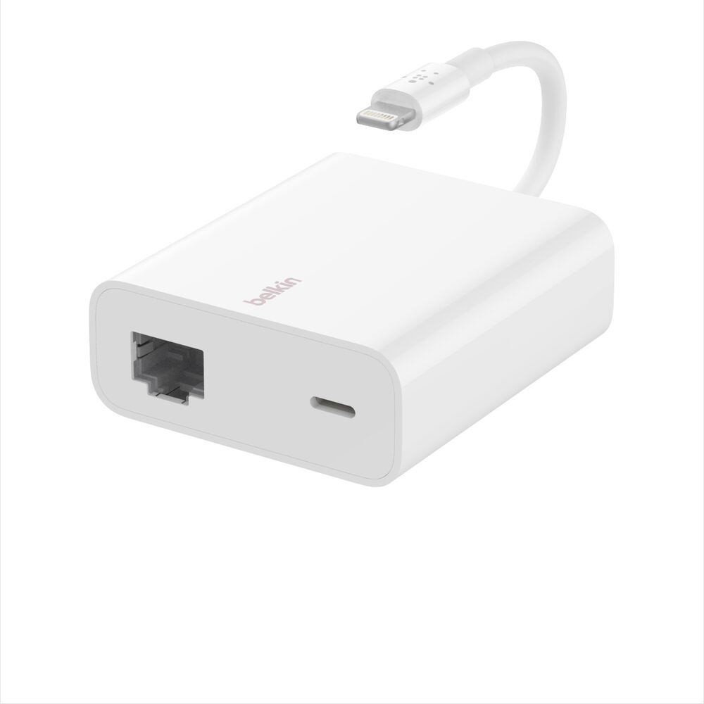 Ethernet + Power Adapter with Lightning Connector, White, hi-res