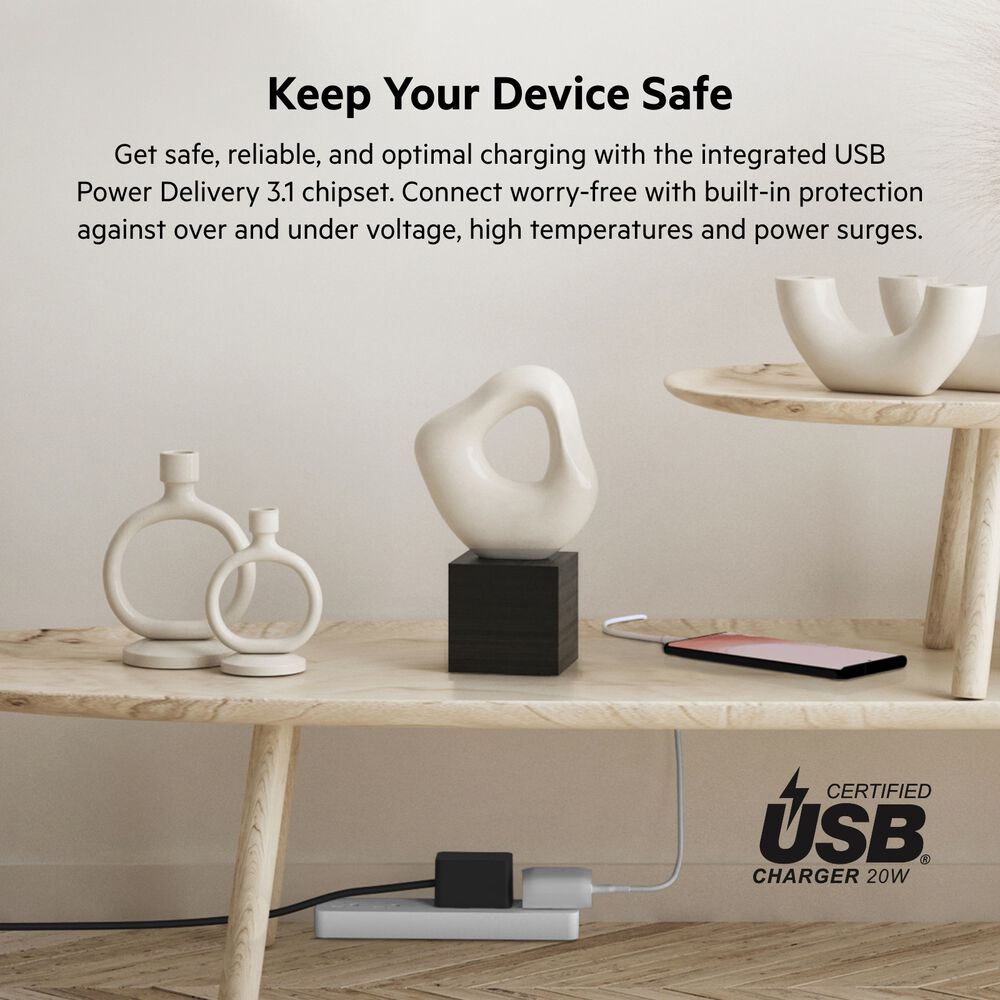 USB-C Wall Charger 20W + USB-C Cable with Lightning Connector, White, hi-res