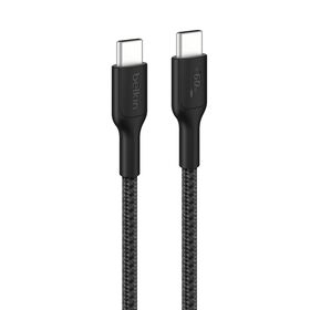 Braided USB-C to USB-C Cable 60W, 3.3ft/1m, Black, Black, hi-res