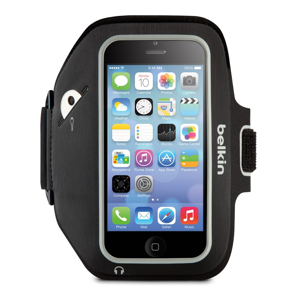 Belkin iPhone 5/5s/5c 및 iPhone SE용 스포츠 핏 플러스 암밴드, Blacktop/Overcast, hi-res