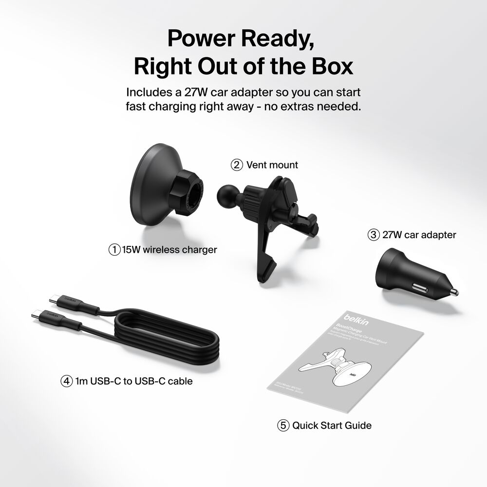 Magnetic Wireless Charging Car Vent Mount, , hi-res