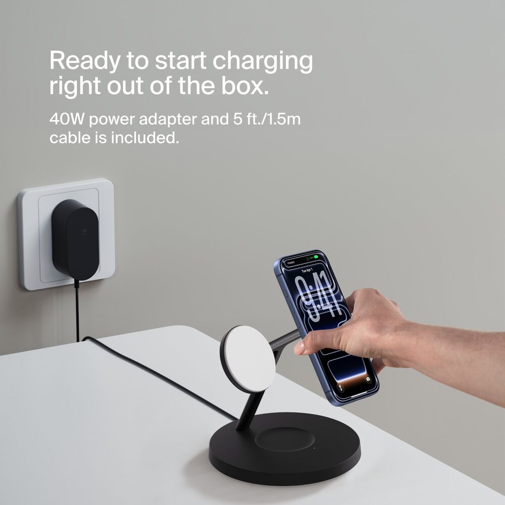 3-in-1 Wireless Charging Stand with Qi2 15W, Black, hi-res