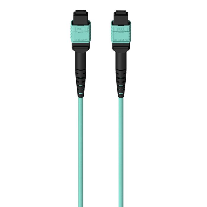 MTP to MTP MPO Fiber Optic Cable, 40GbE Aqua MTP/MTP, 50/125, OM3, Plenum, Aqua, hi-res